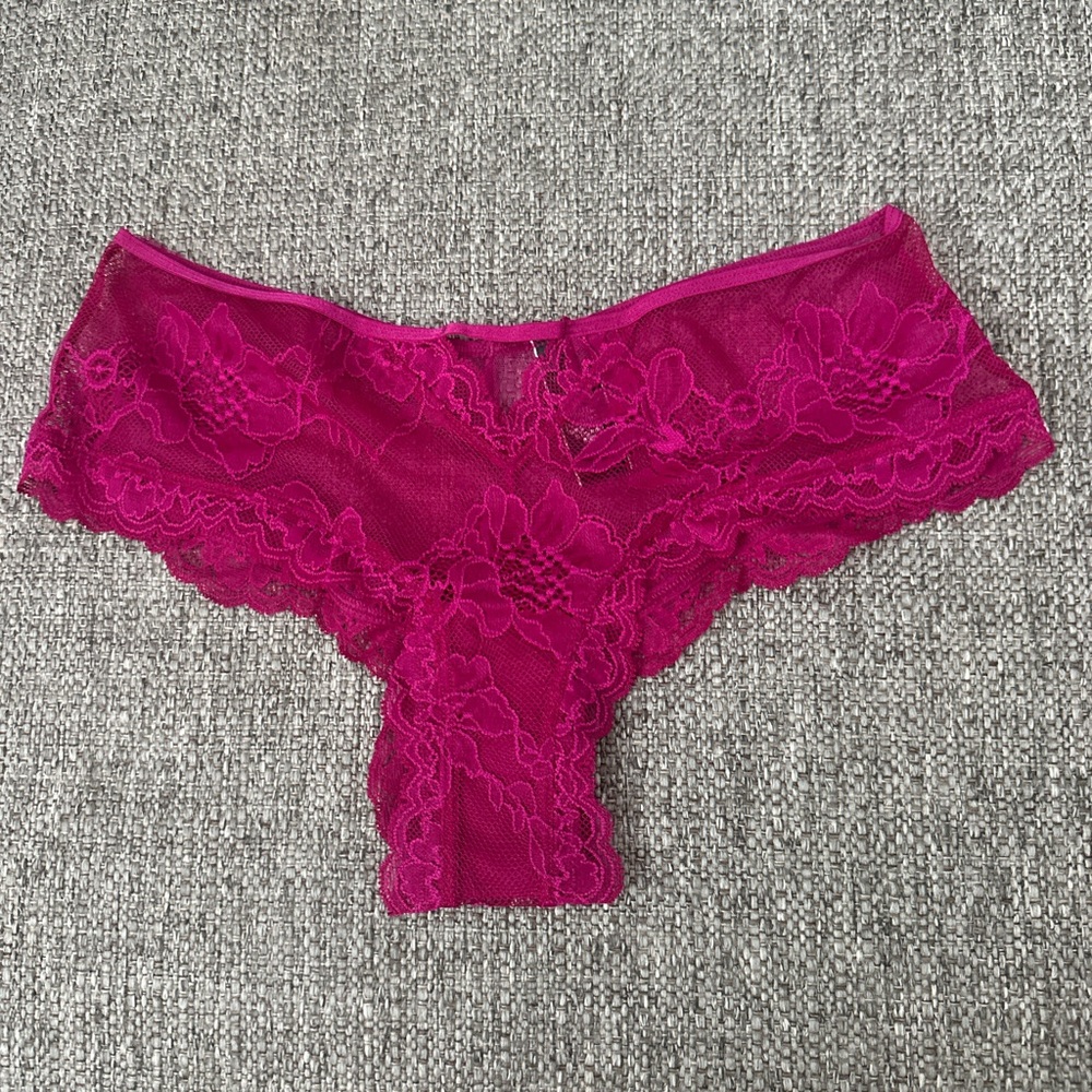Victoria’s Secret Very Sexy Lace Mesh Dark Fuchsia Pink Cheeky Panty